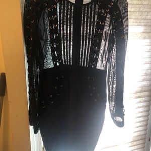 Black dress with mesh and embellishments